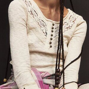 Free People Come On Over Henley in Oatmeal (XS)